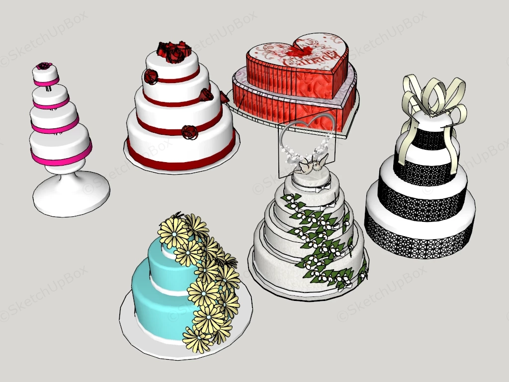 Romantic Cake Collection sketchup model preview - SketchupBox