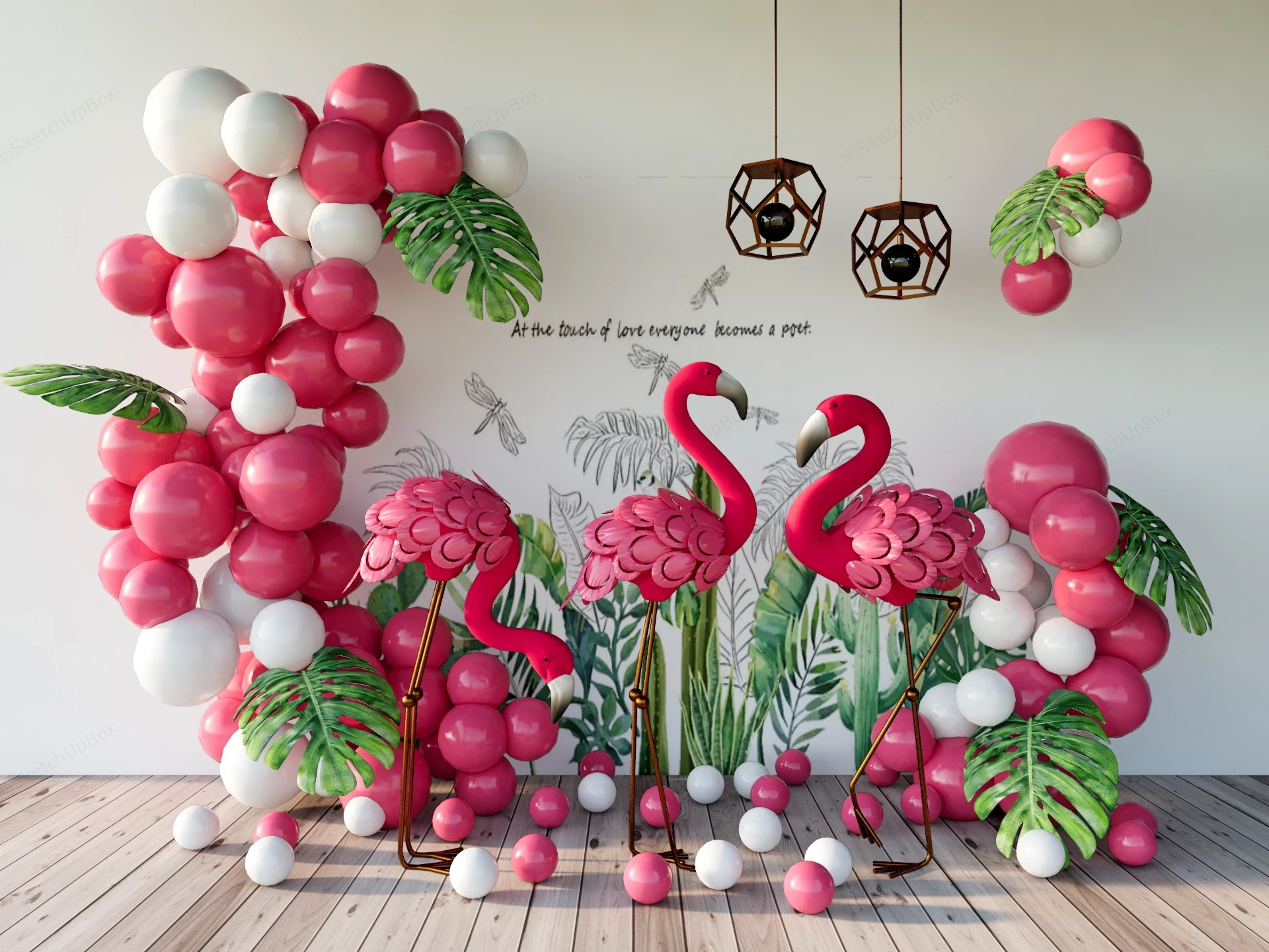 Flamingo Wedding Reception Backdrop sketchup model preview - SketchupBox