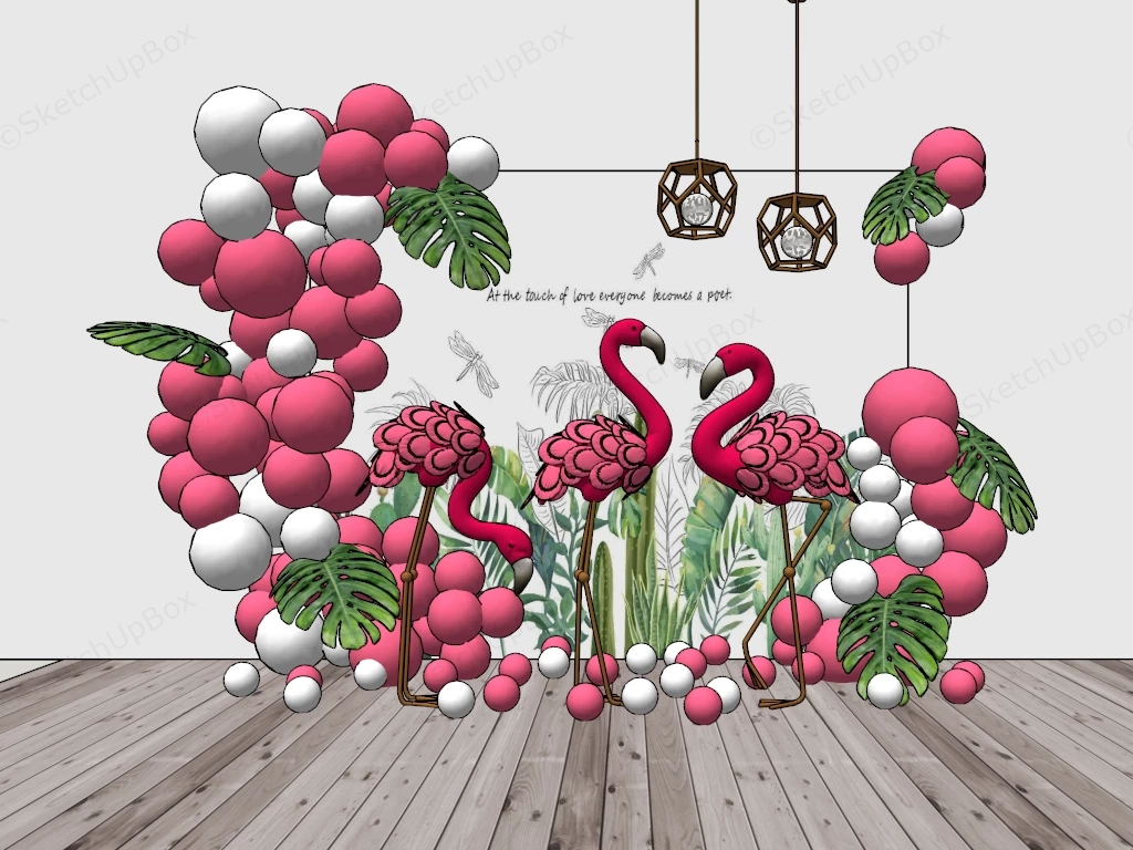 Flamingo Wedding Reception Backdrop sketchup model preview - SketchupBox
