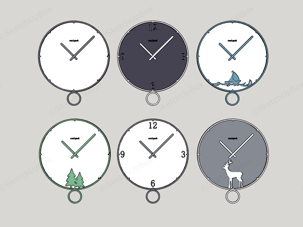 Minimalist Wall Clocks sketchup model preview - SketchupBox