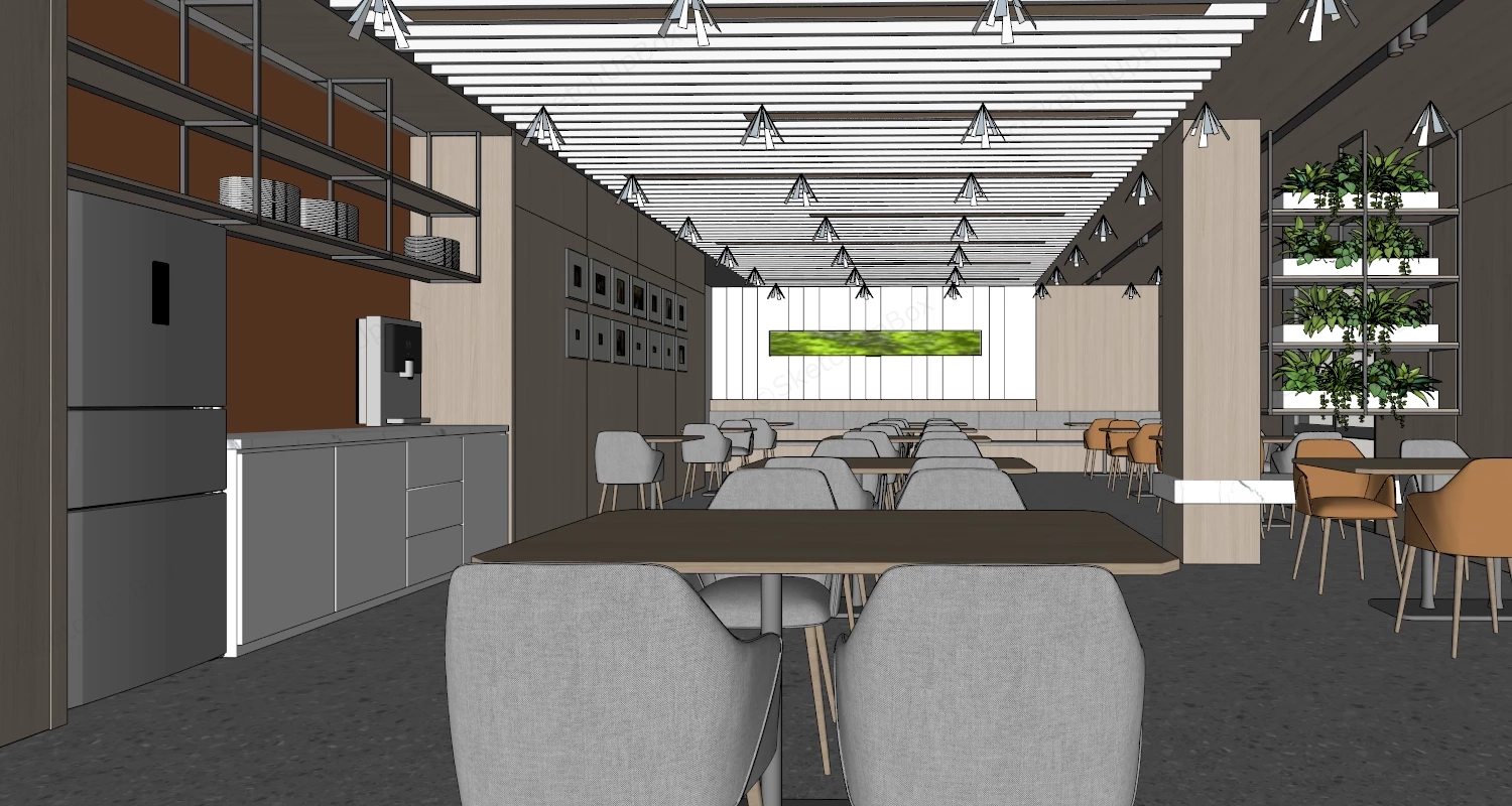 Staff Canteen Design sketchup model preview - SketchupBox