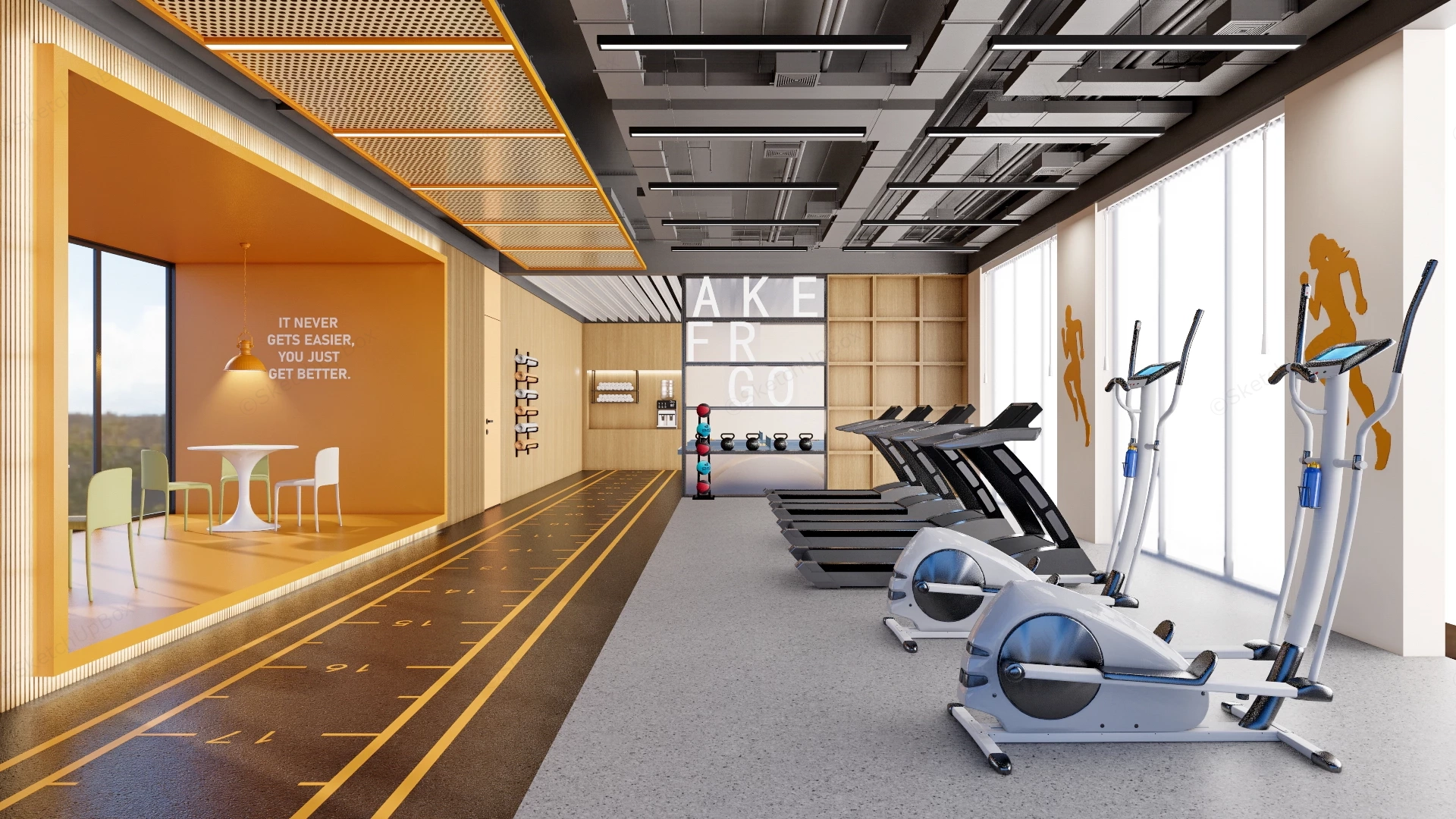 Office Gym Space sketchup model preview - SketchupBox