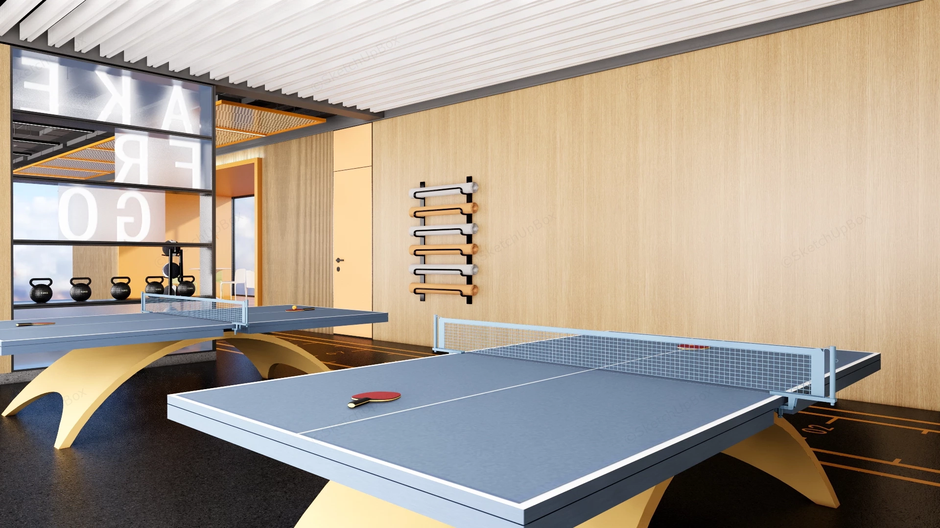 Office Gym Space sketchup model preview - SketchupBox