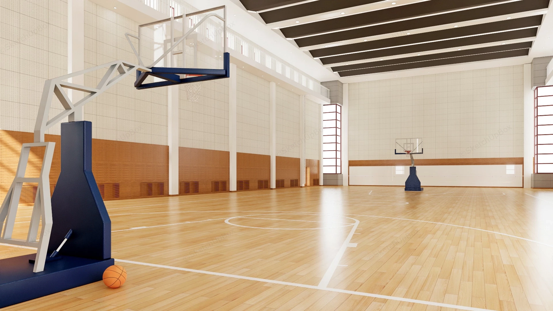 Basketball Gymnasium sketchup model preview - SketchupBox
