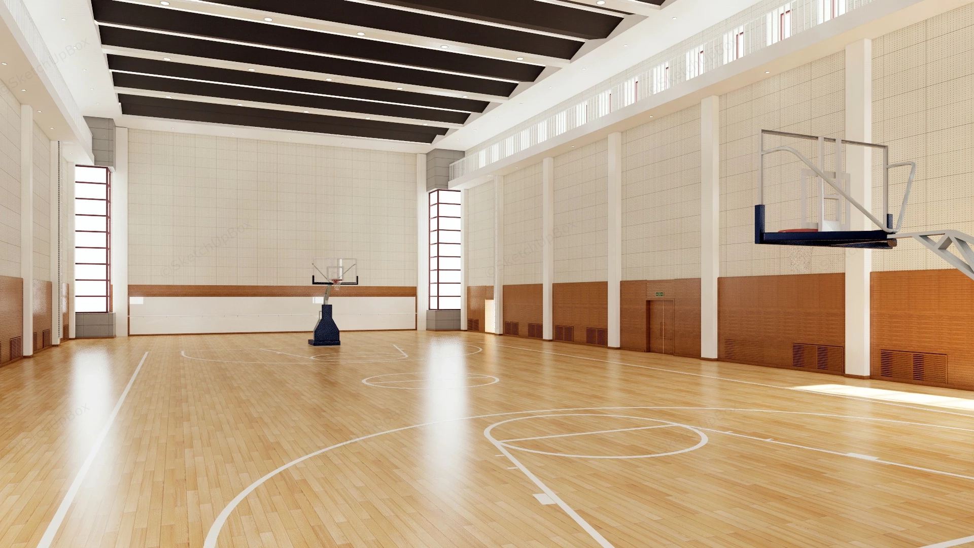 Basketball Gymnasium sketchup model preview - SketchupBox