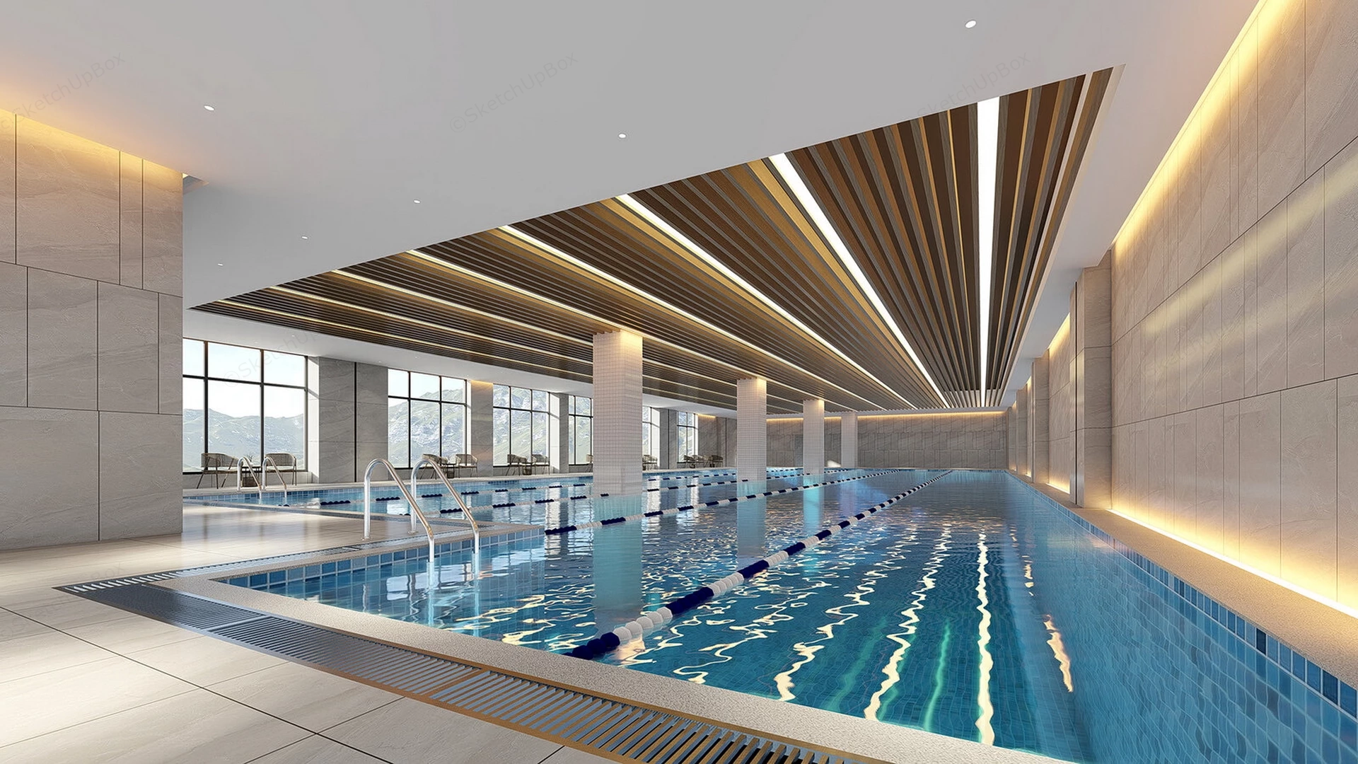 Indoor Hotel Swimming Pool sketchup model preview - SketchupBox