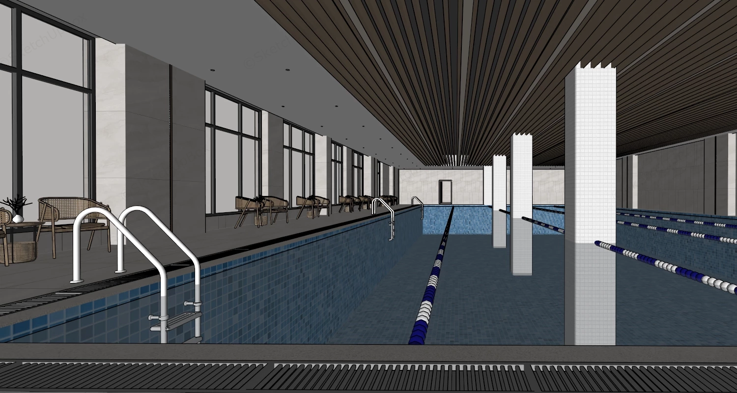 Indoor Hotel Swimming Pool sketchup model preview - SketchupBox