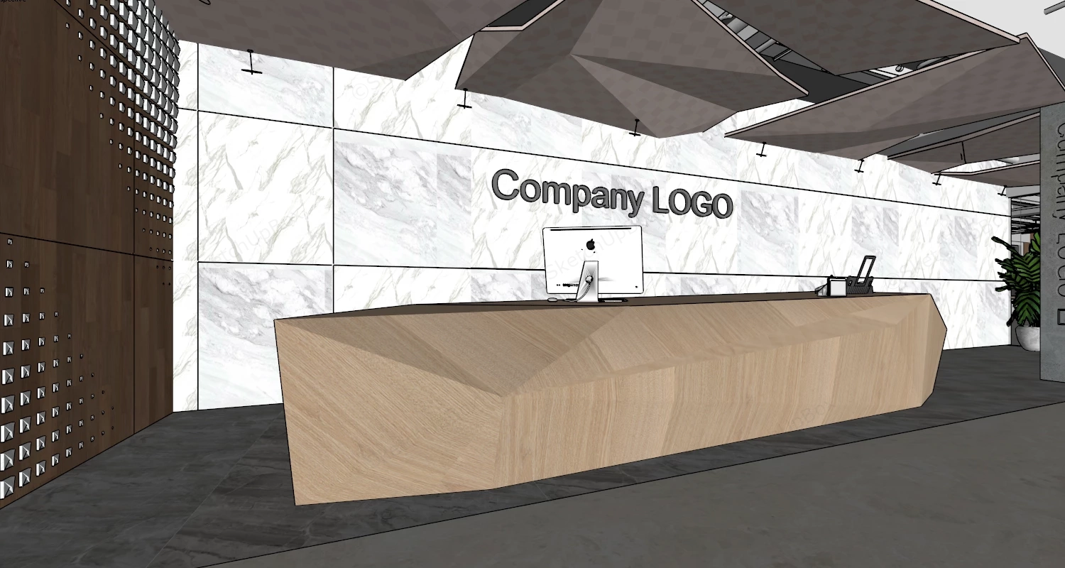 Wooden Reception Desk Design sketchup model preview - SketchupBox