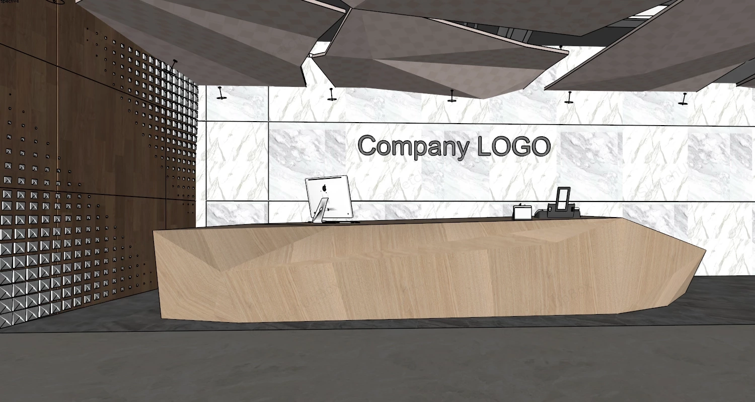 Wooden Reception Desk Design sketchup model preview - SketchupBox