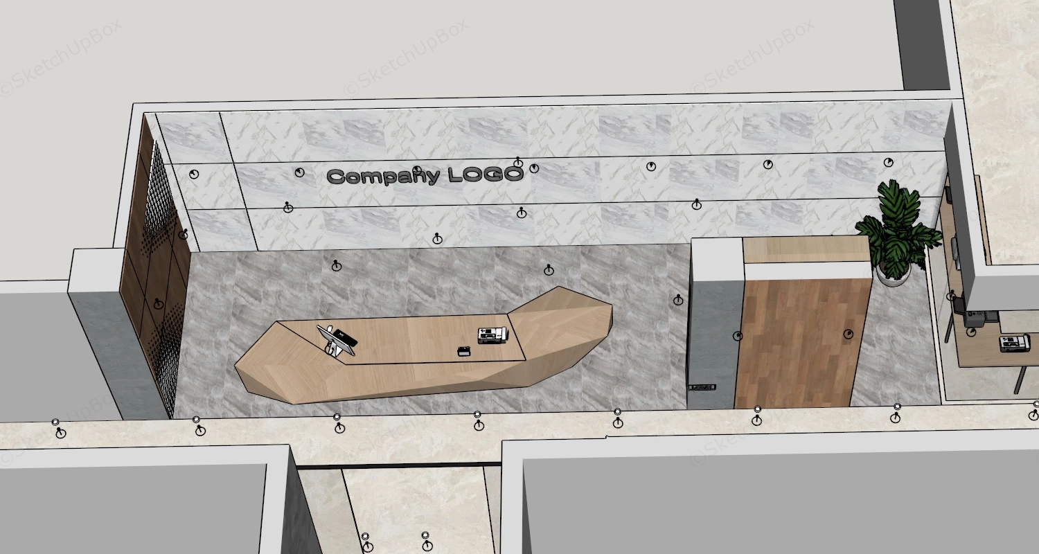 Wooden Reception Desk Design sketchup model preview - SketchupBox