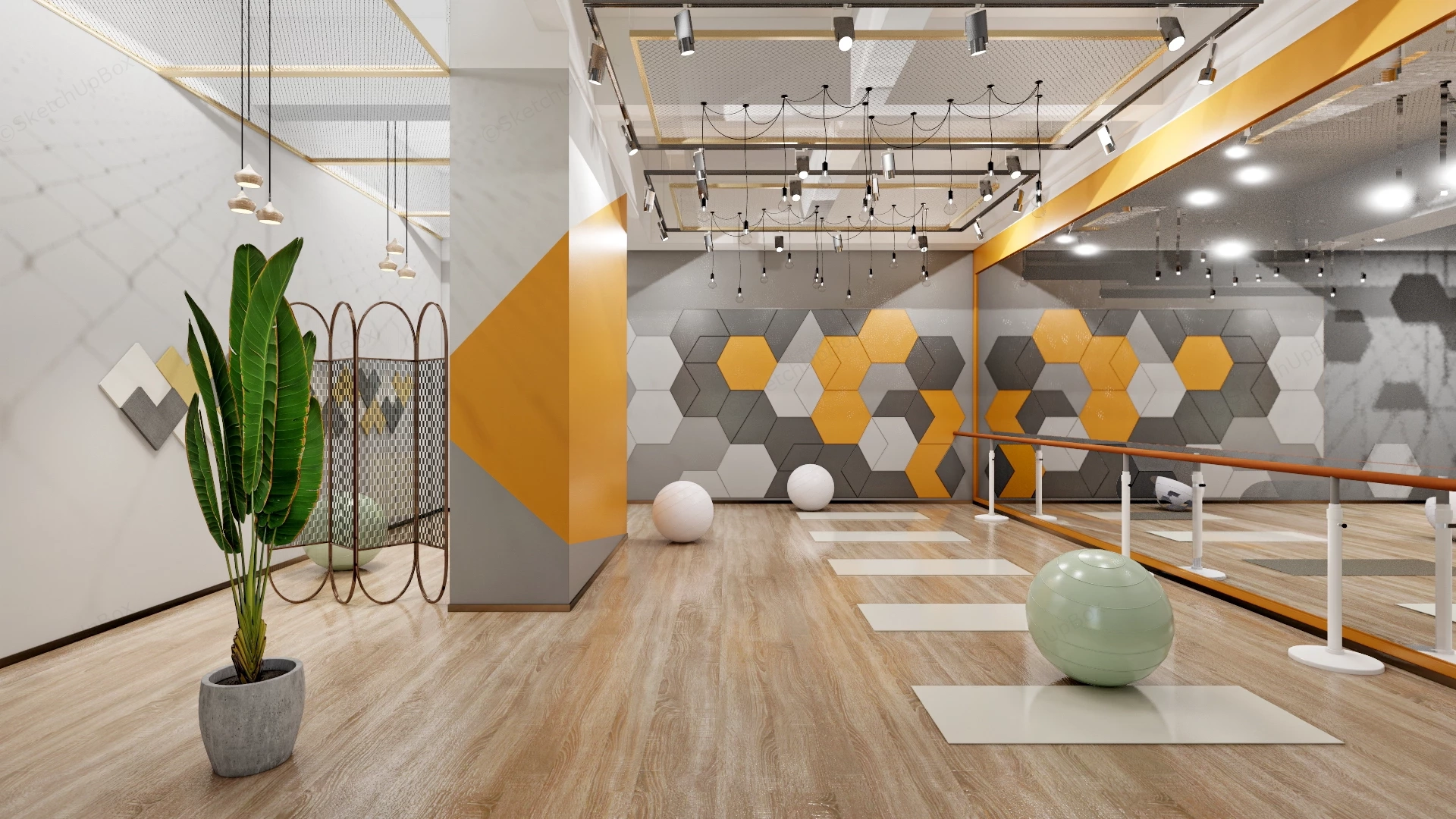 Small Dance & Yoga Studio sketchup model preview - SketchupBox