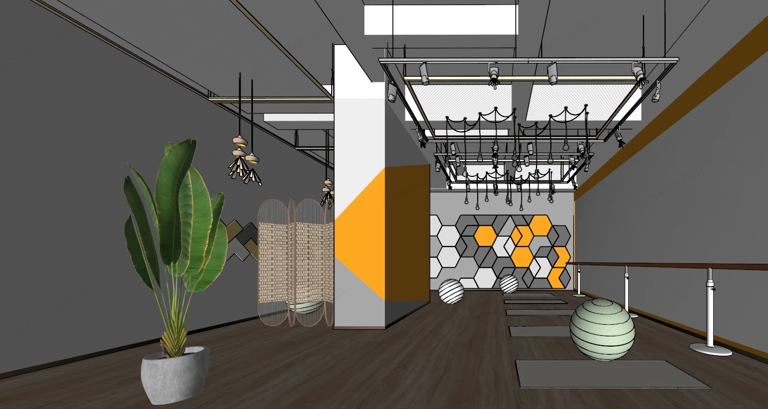 Small Dance & Yoga Studio sketchup model preview - SketchupBox