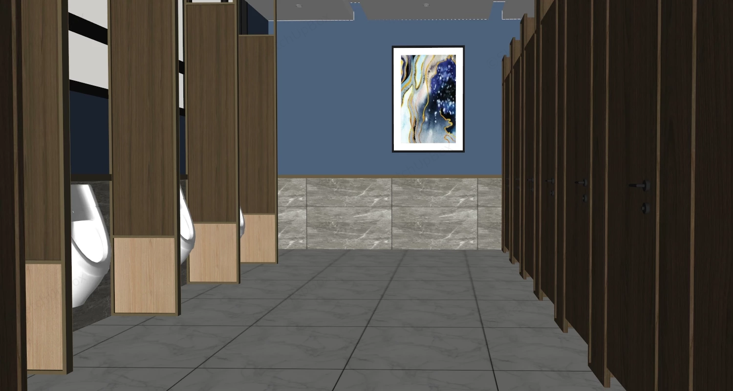 Commercial Restroom Design sketchup model preview - SketchupBox