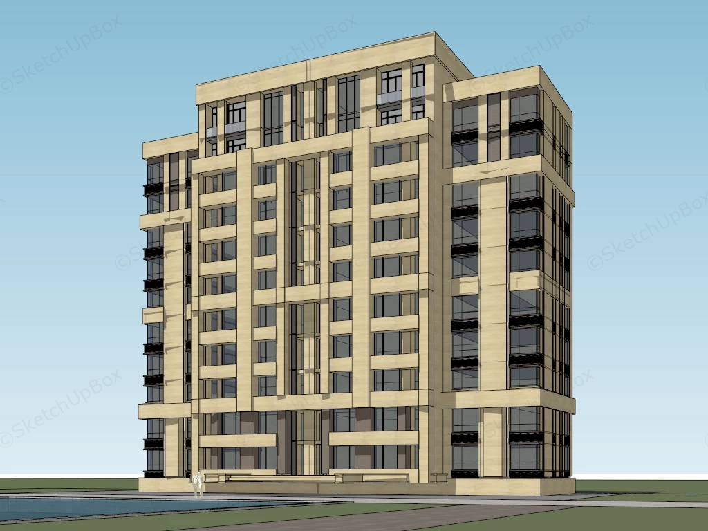 Beautiful Apartment Exterior sketchup model preview - SketchupBox