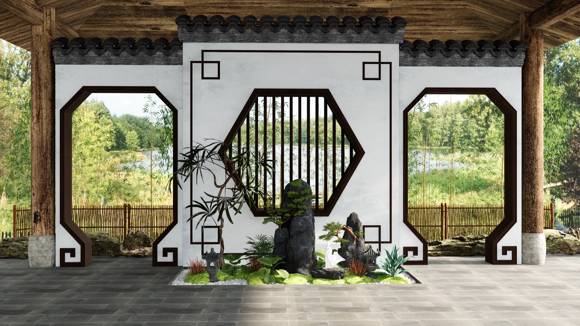 Small Chinese Garden sketchup model preview - SketchupBox