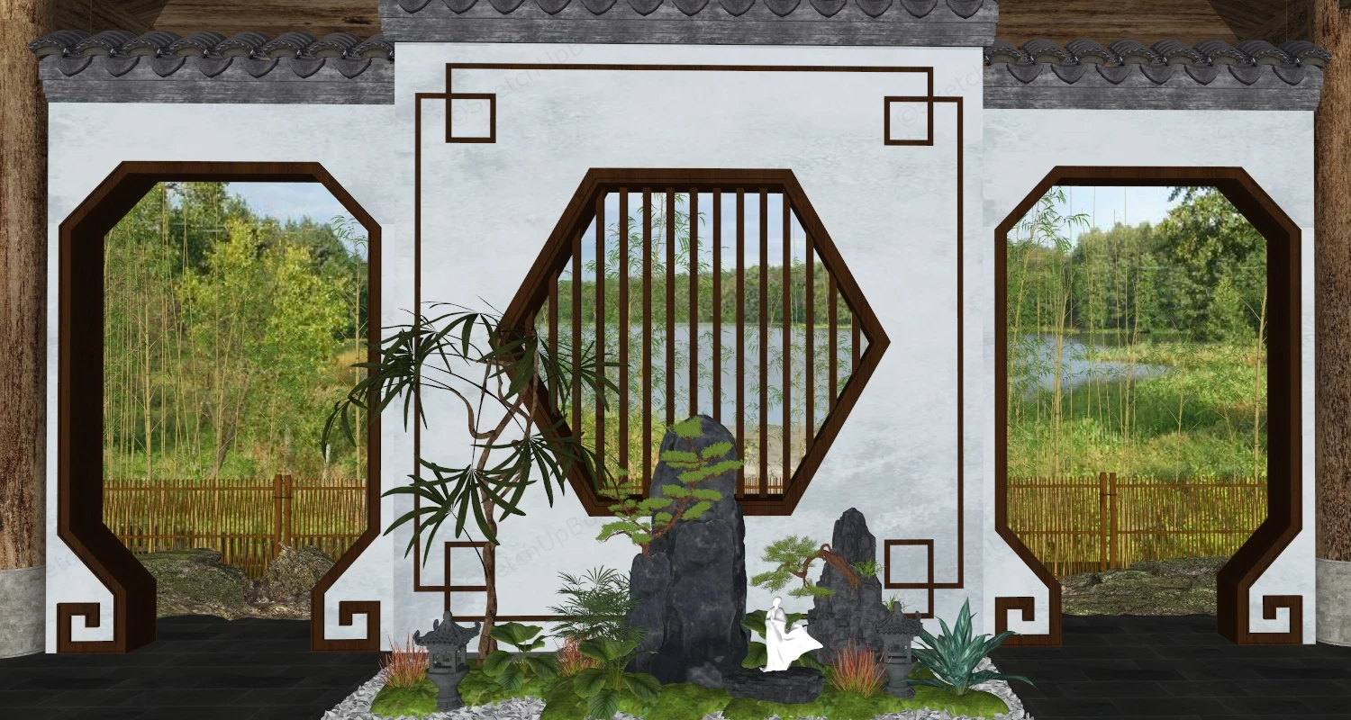 Small Chinese Garden sketchup model preview - SketchupBox