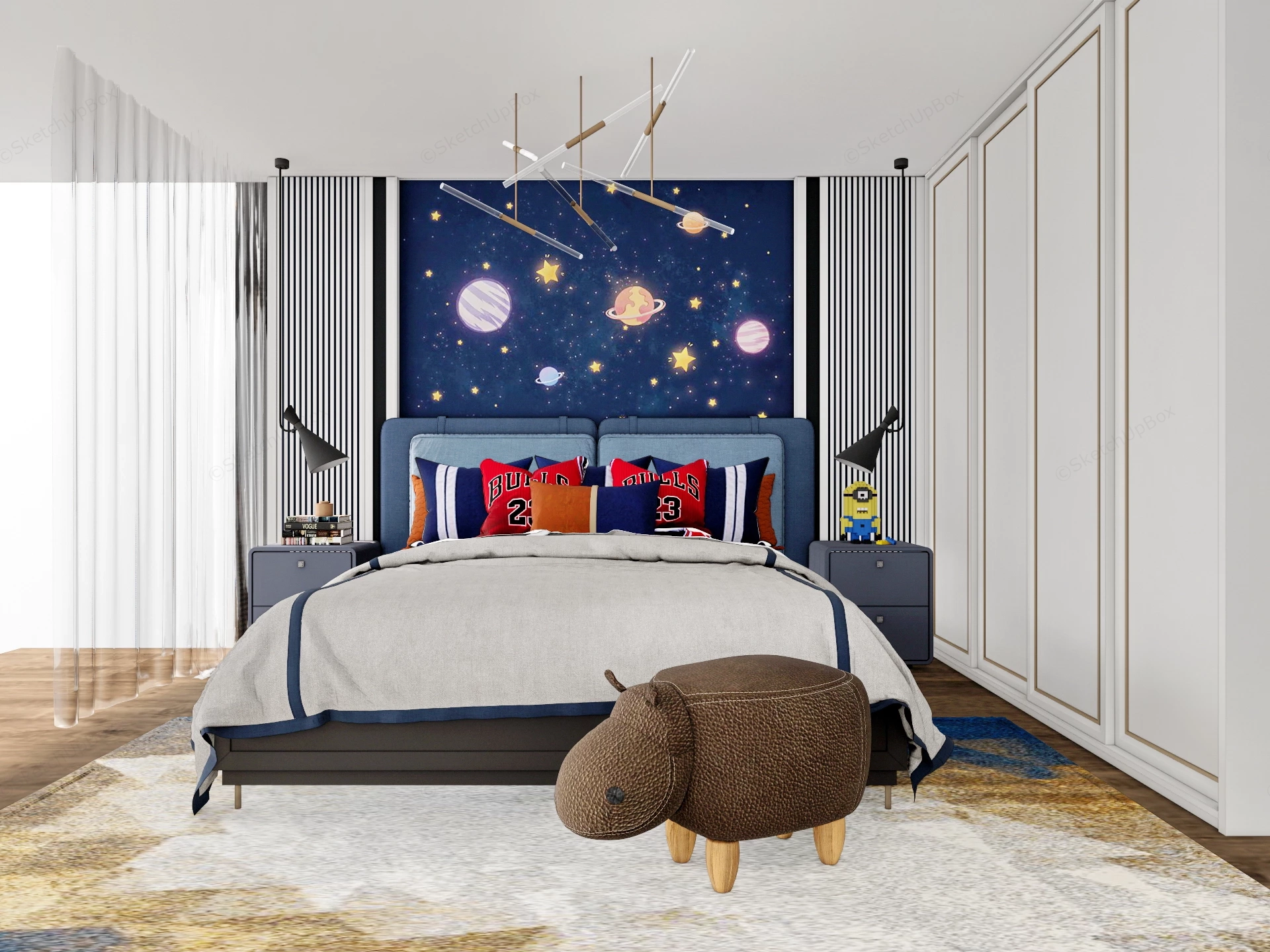 Teenage Boy Bedroom Design sketchup model preview - SketchupBox