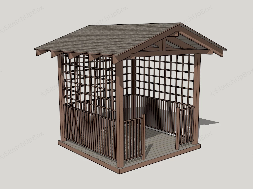 Small Square Wooden Gazebo sketchup model preview - SketchupBox