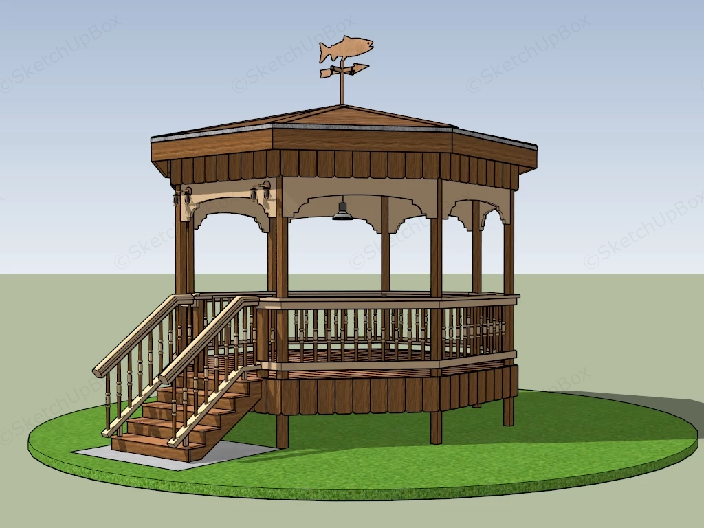 Stilted Wooden Gazebo sketchup model preview - SketchupBox