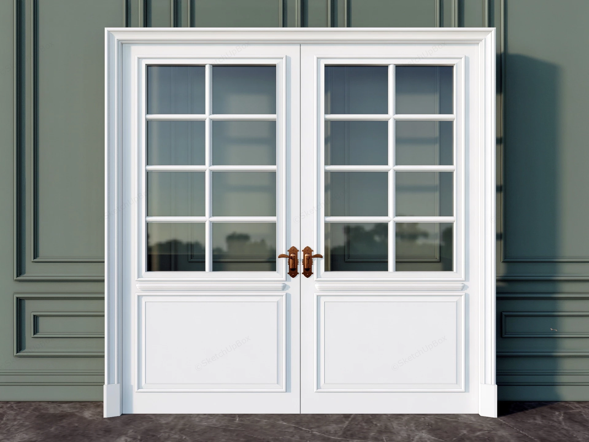 Half Window French Doors sketchup model preview - SketchupBox