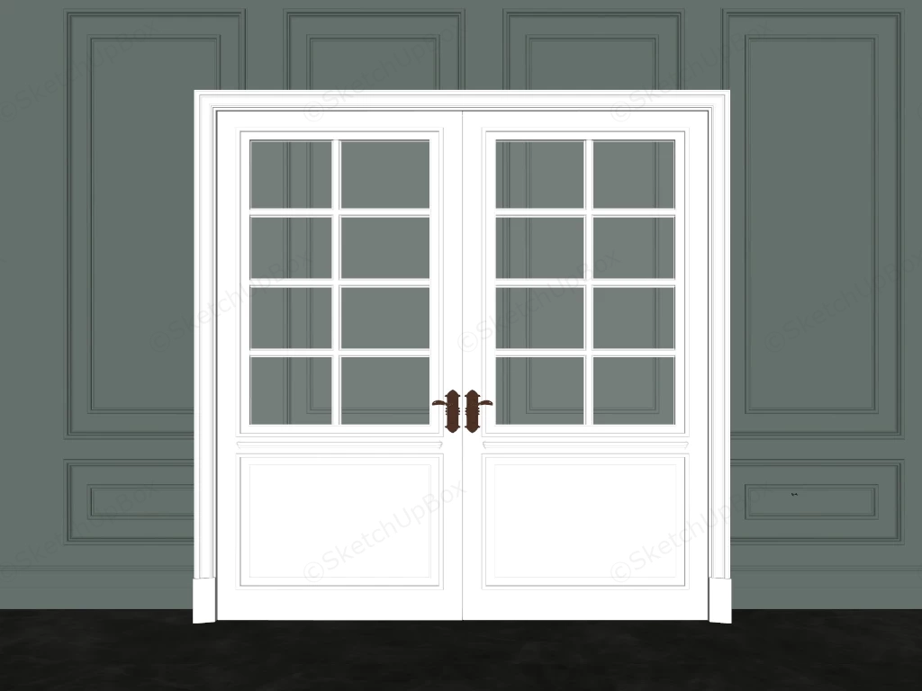 Half Window French Doors sketchup model preview - SketchupBox