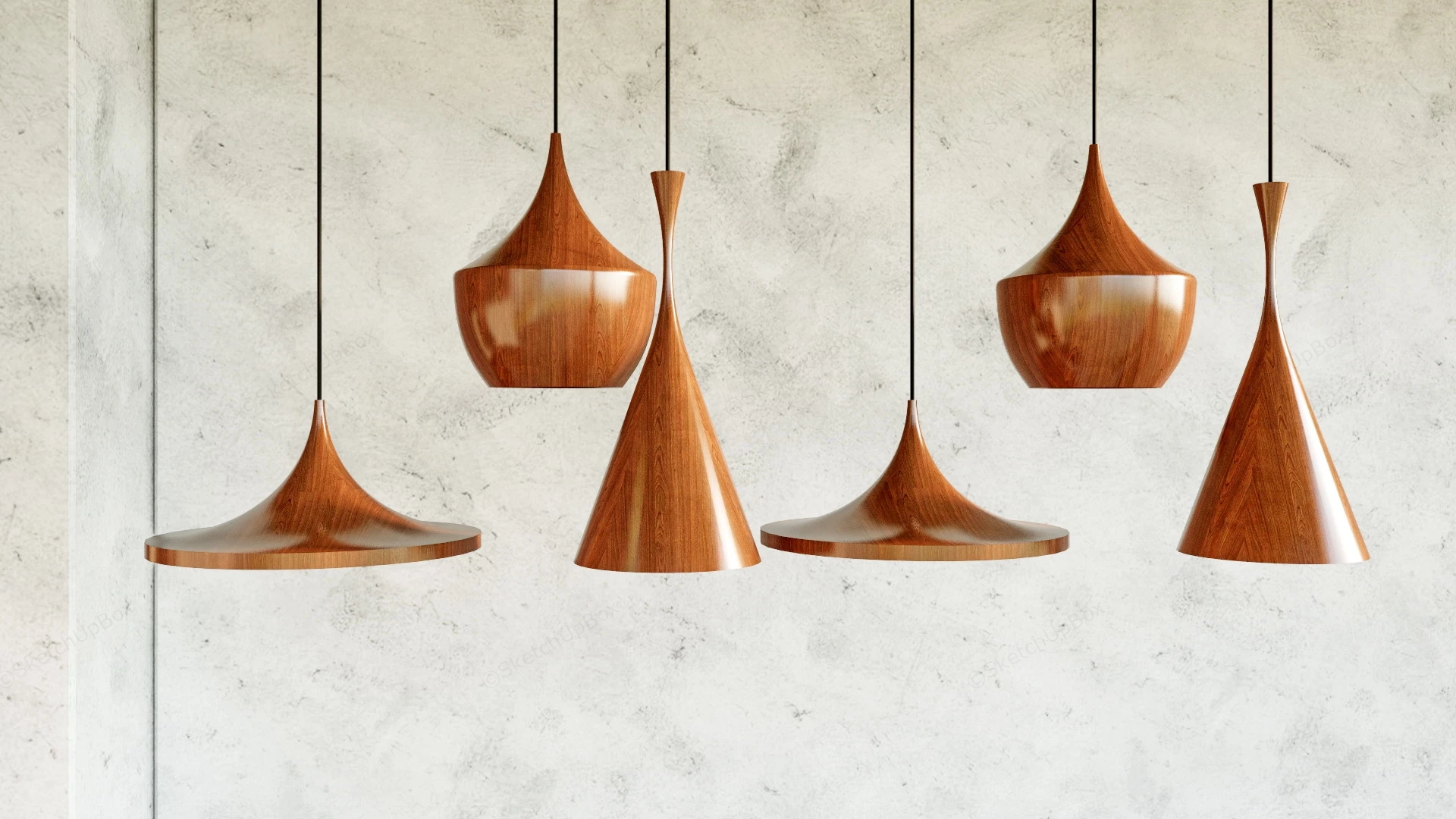 Wooden Pendant Lights sketchup model preview - SketchupBox