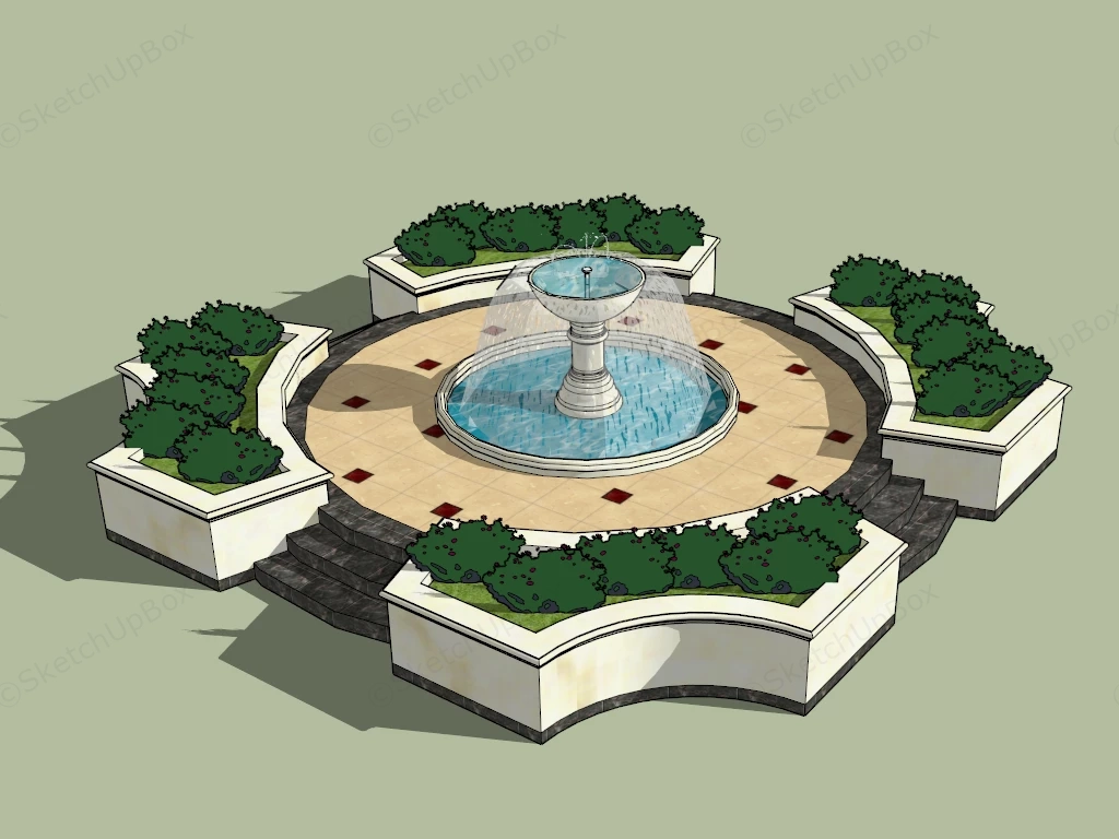 Garden Water Fountain sketchup model preview - SketchupBox
