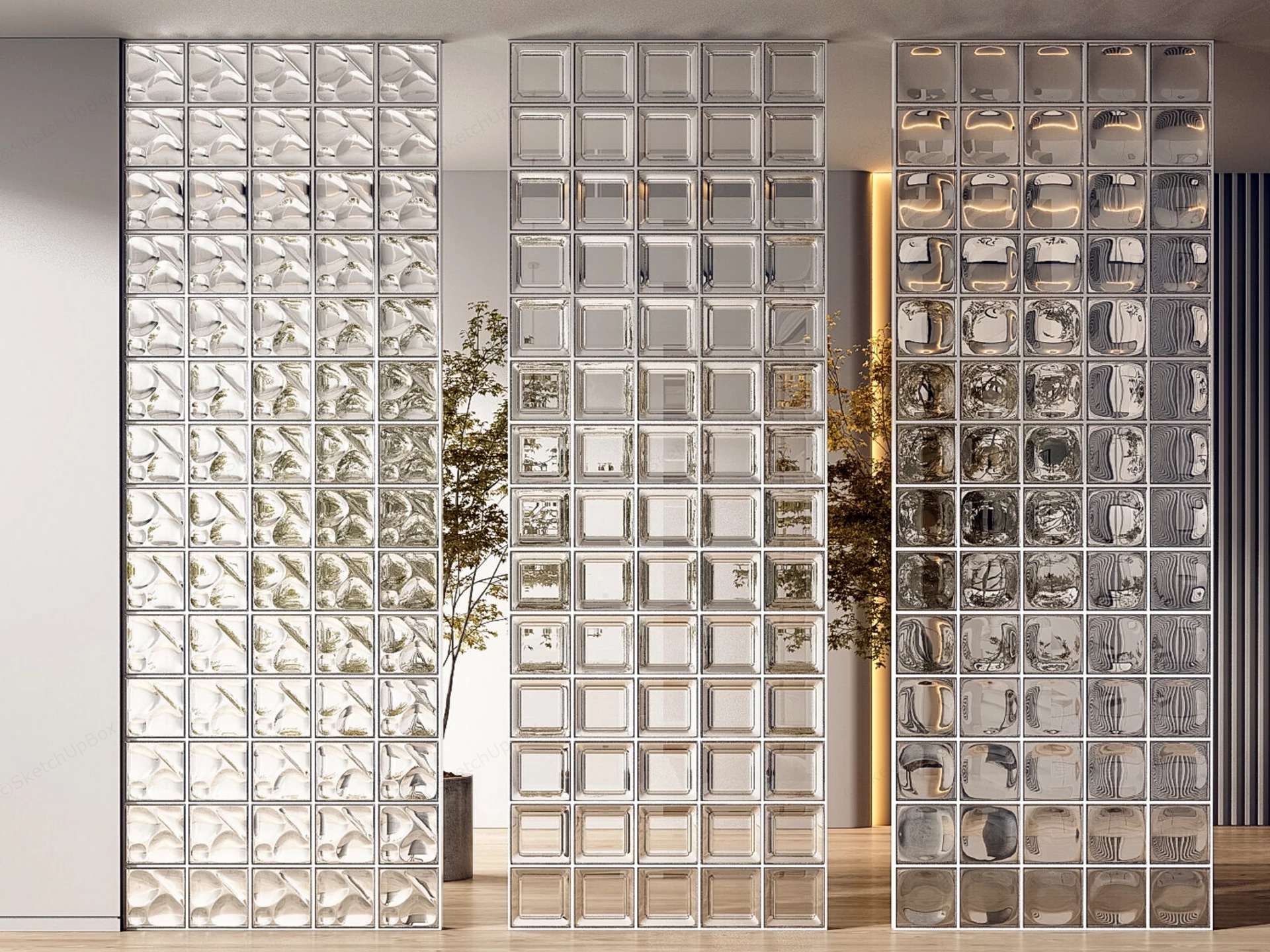 Glass Wall Room Dividers sketchup model preview - SketchupBox