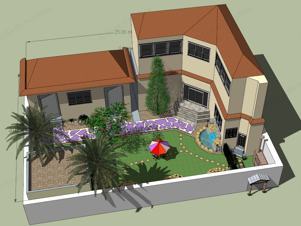 Courtyard Garden Ideas sketchup model preview - SketchupBox