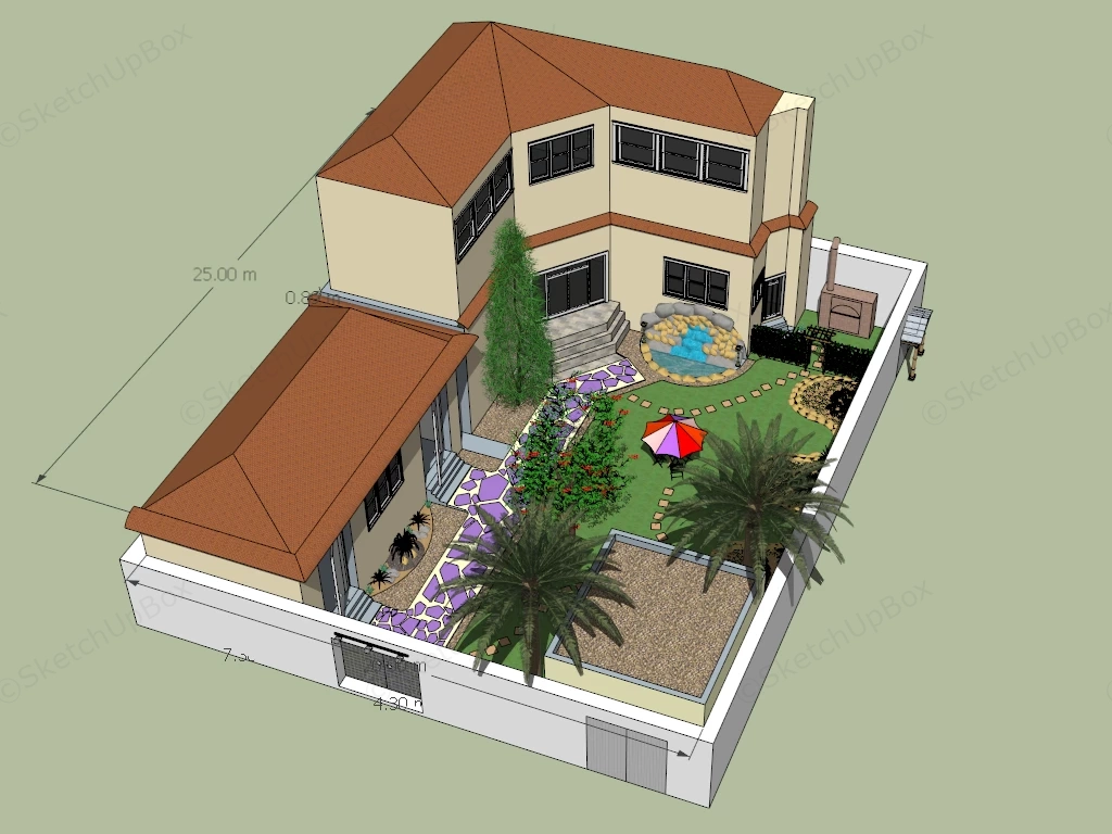 Courtyard Garden Ideas sketchup model preview - SketchupBox