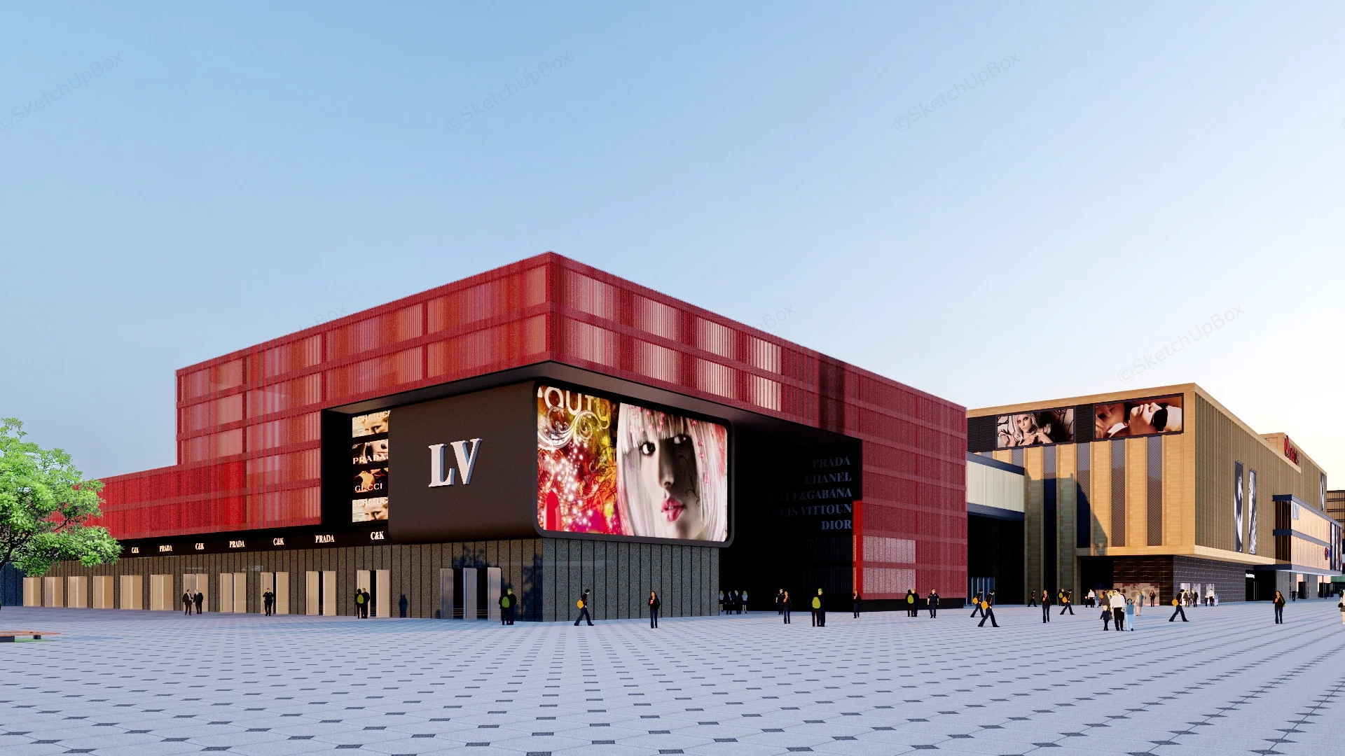 Commercial Plaza Design Architecture sketchup model preview - SketchupBox