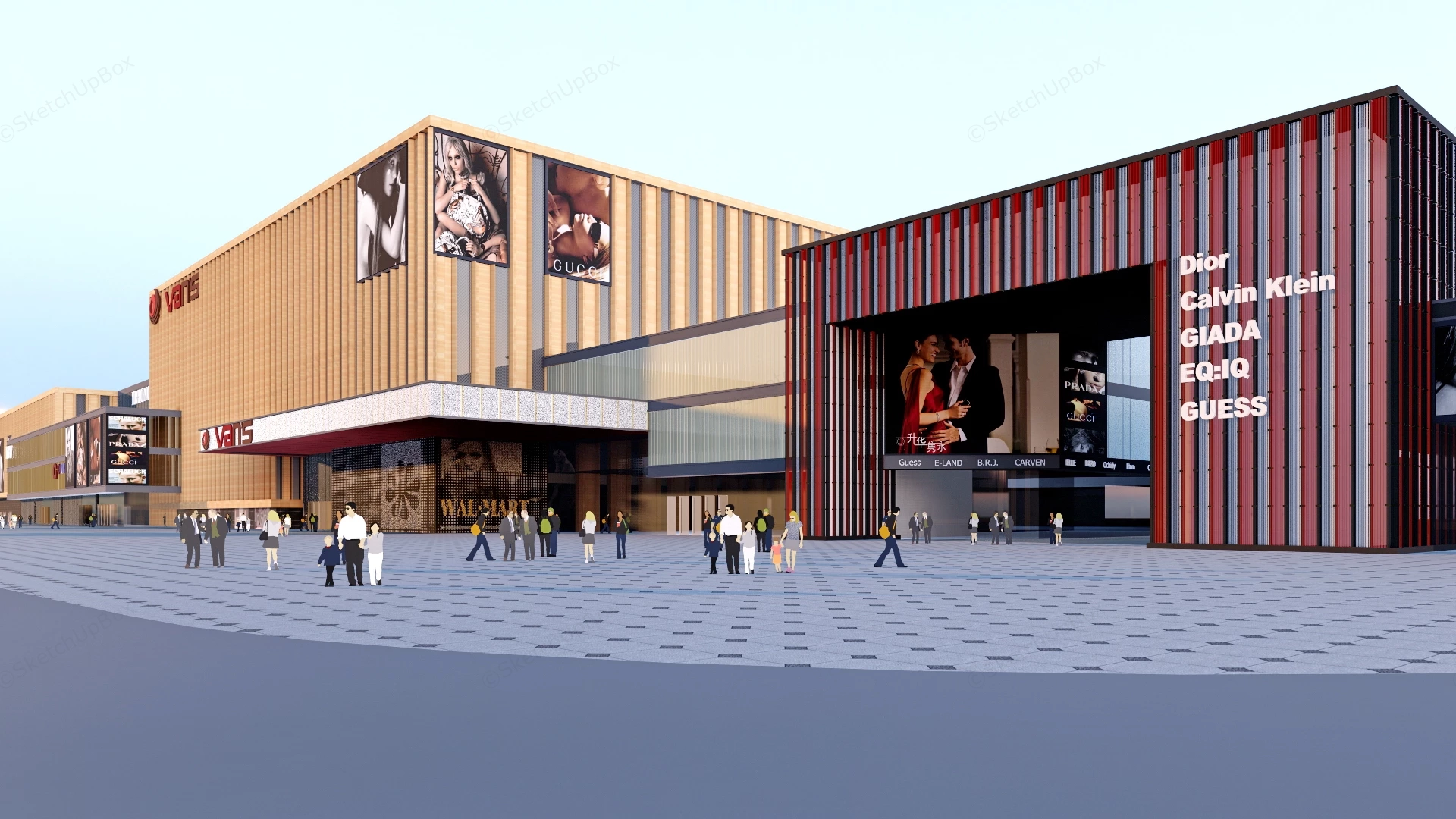 Commercial Plaza Design Architecture sketchup model preview - SketchupBox