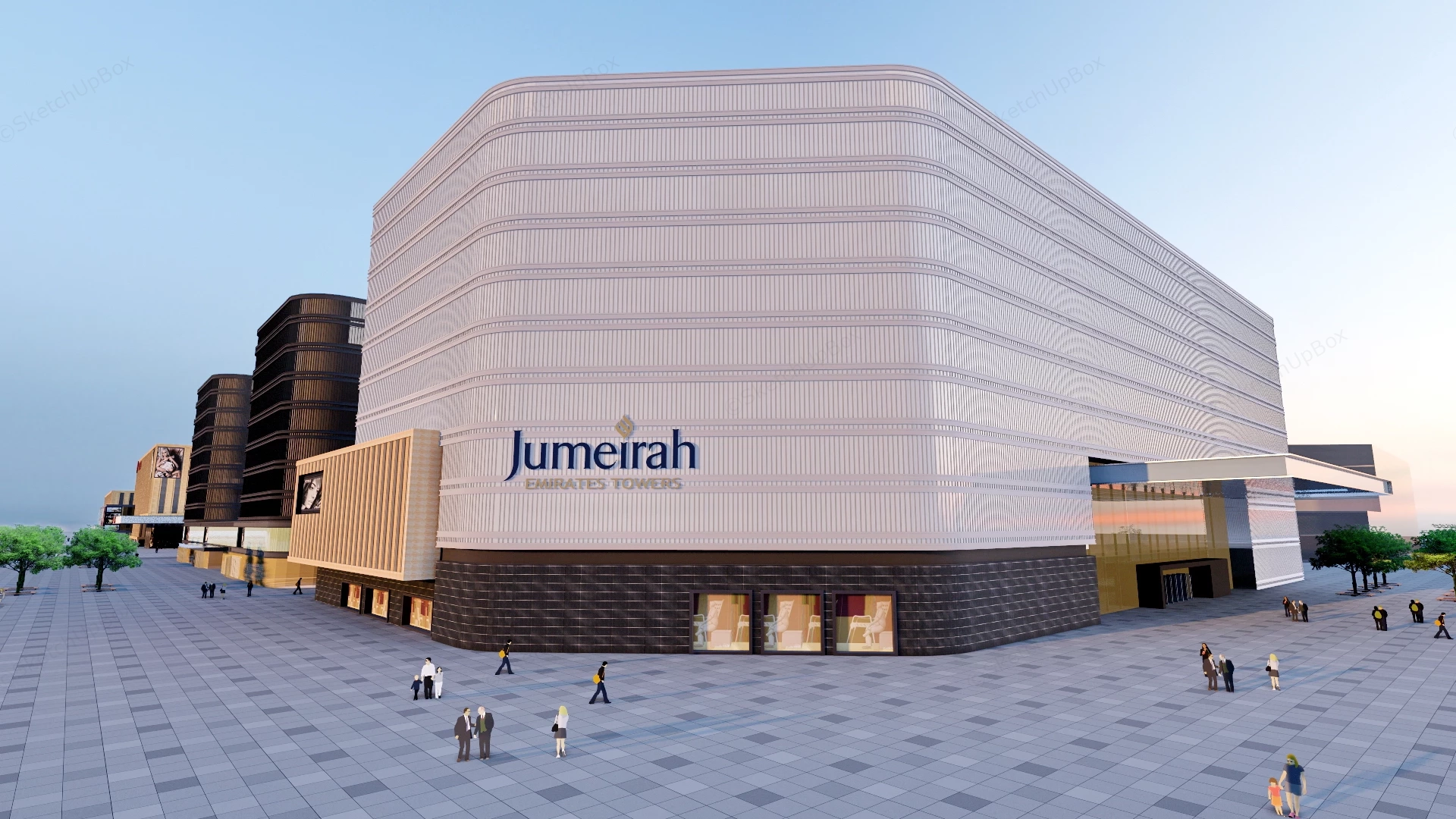 Commercial Plaza Design Architecture sketchup model preview - SketchupBox