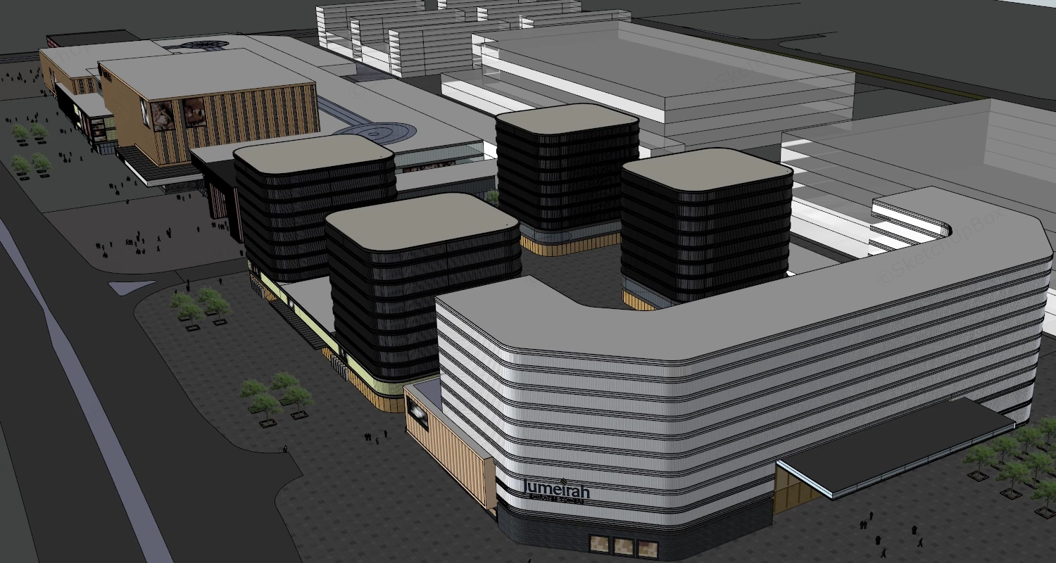 Commercial Plaza Design Architecture sketchup model preview - SketchupBox