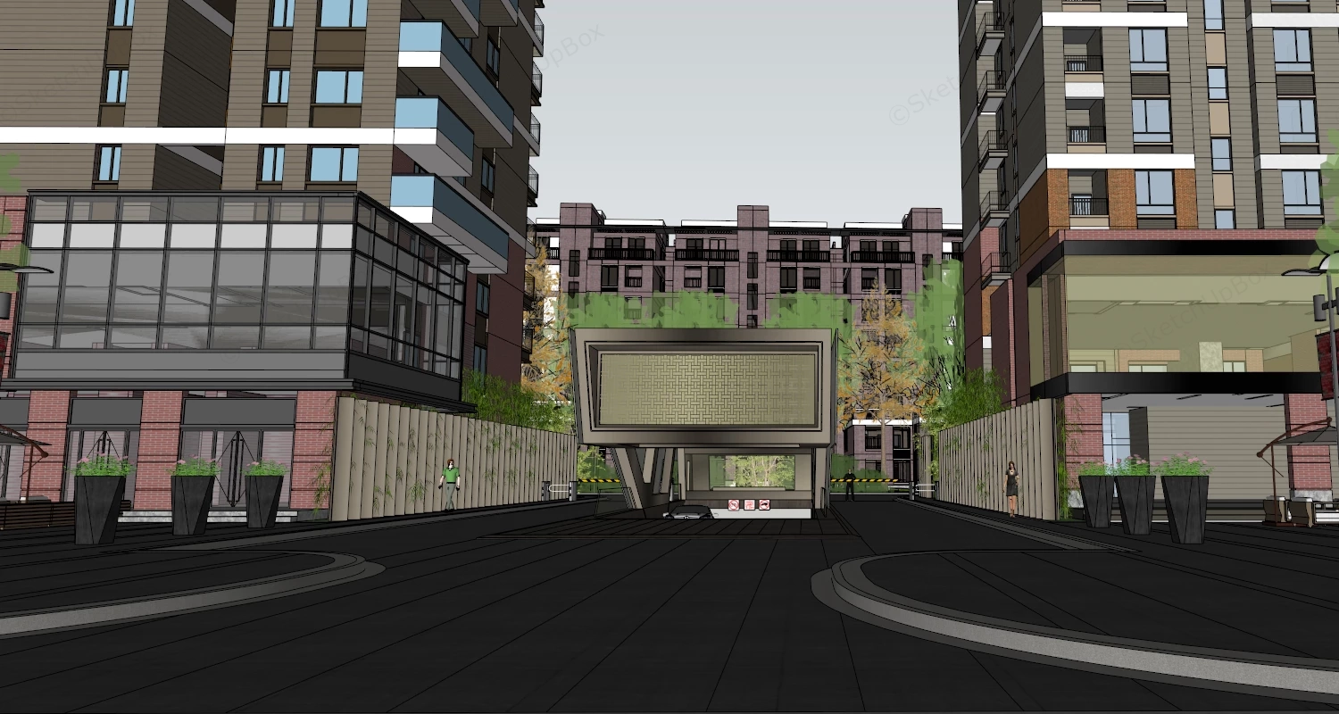 High Rise Residential Community sketchup model preview - SketchupBox