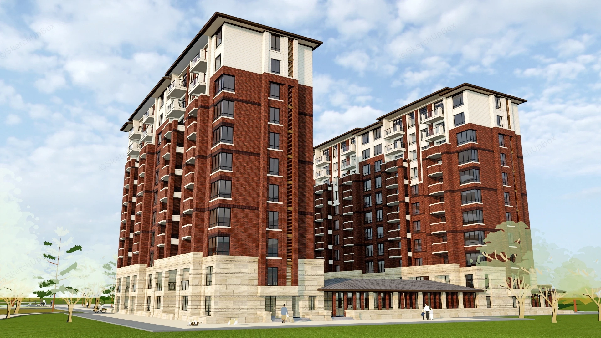 Residential High Rise Buildings sketchup model preview - SketchupBox