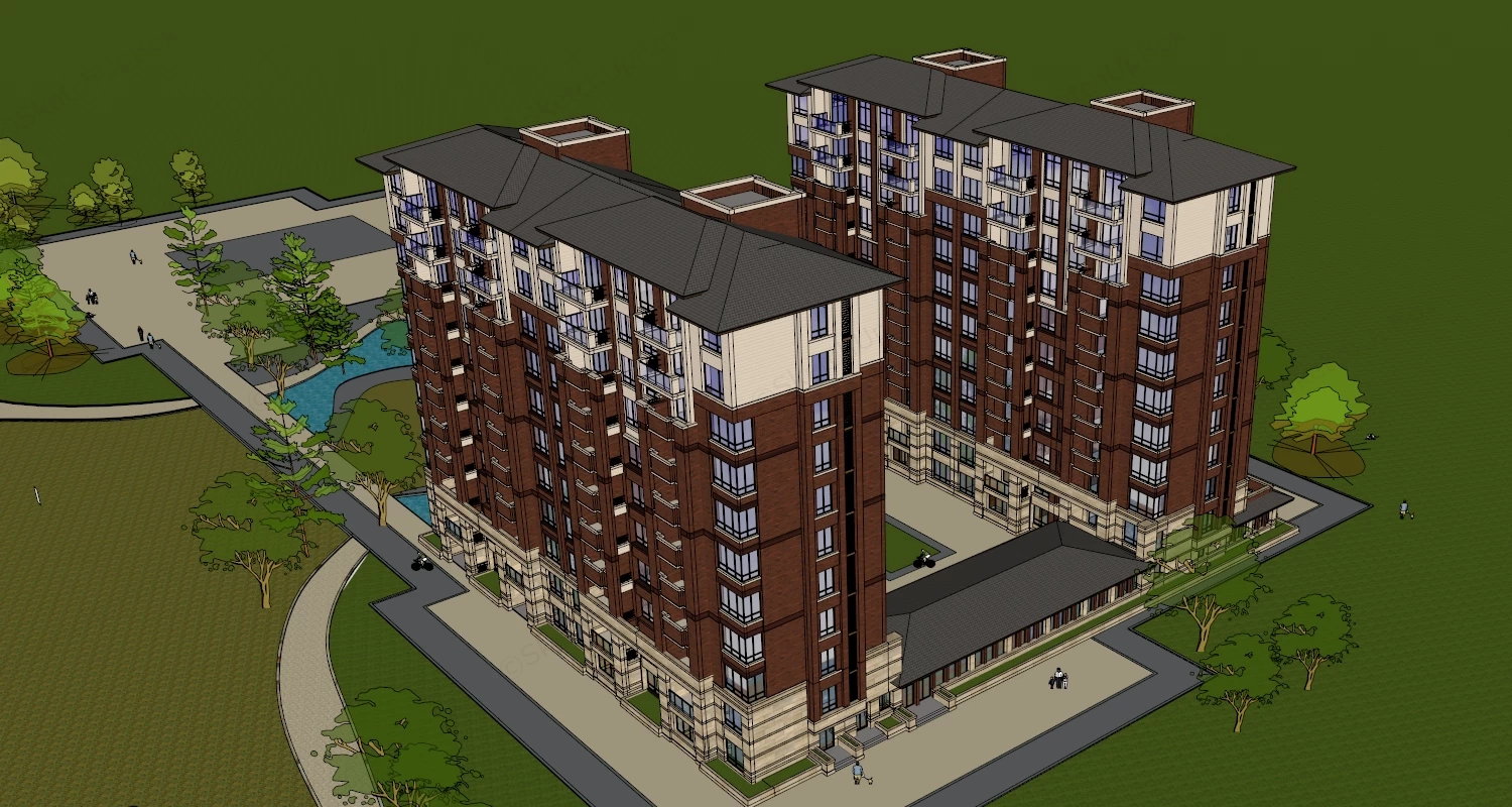 Residential High Rise Buildings sketchup model preview - SketchupBox