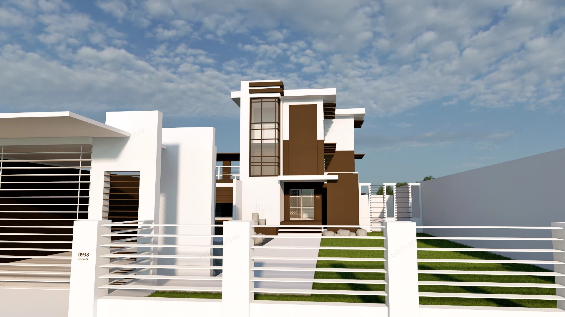 Modern House With Garden And Pool sketchup model preview - SketchupBox