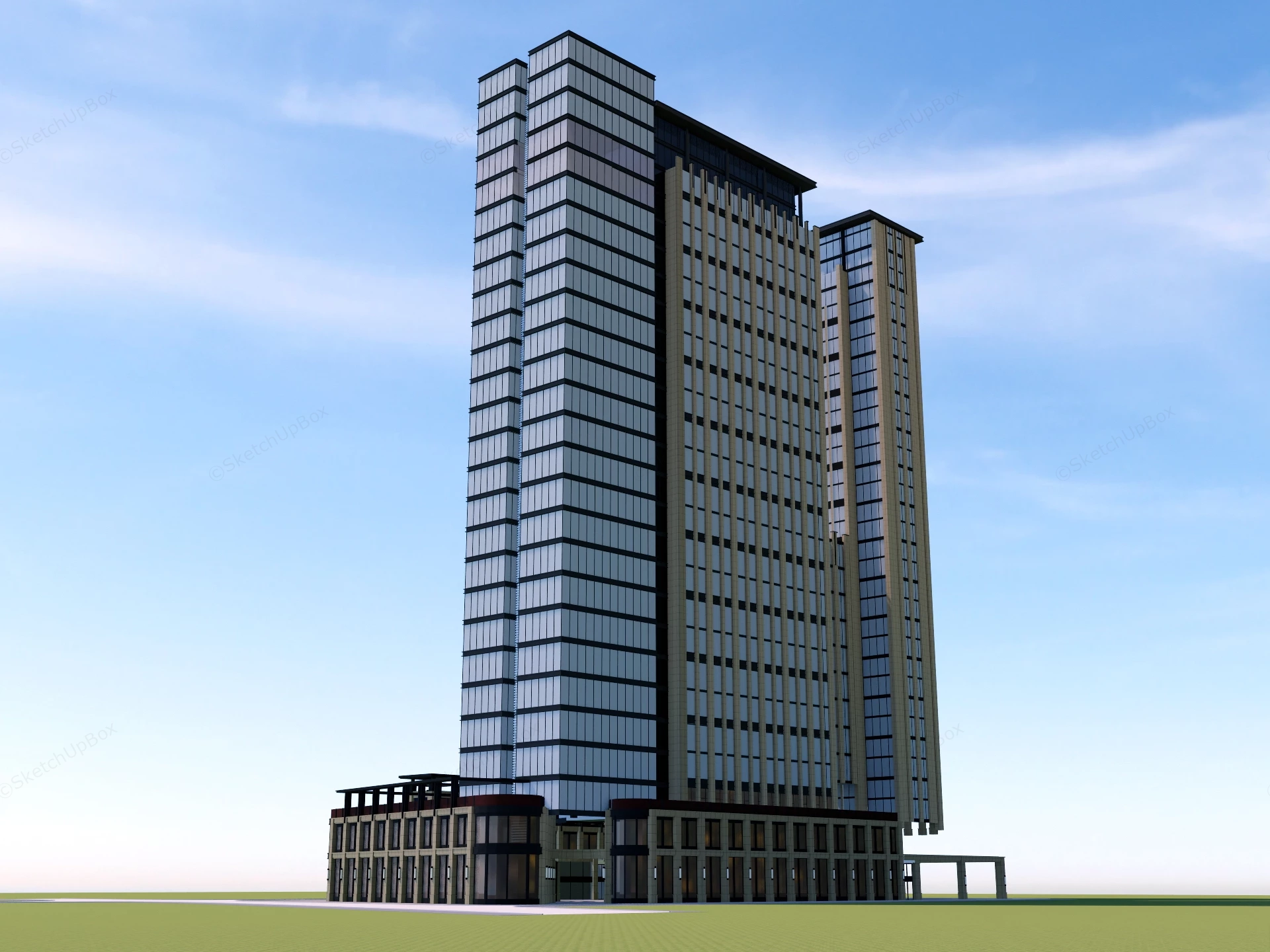 Modern Office Blocks sketchup model preview - SketchupBox