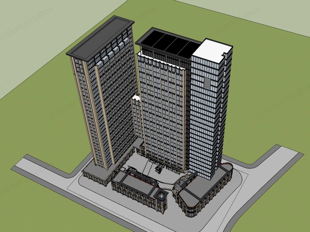 Modern Office Blocks sketchup model preview - SketchupBox