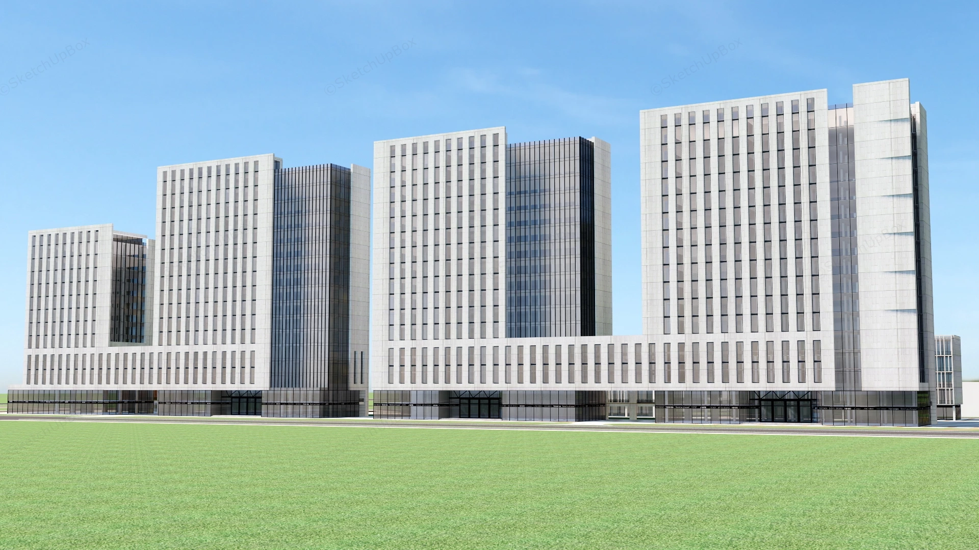Commercial Office Buildings Exterior sketchup model preview - SketchupBox