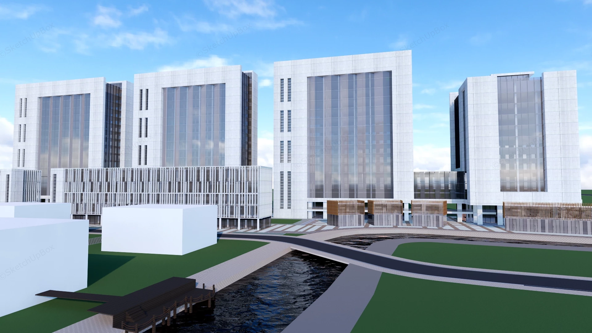 Commercial Office Buildings Exterior sketchup model preview - SketchupBox