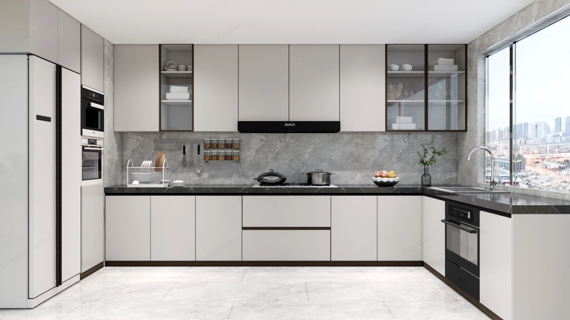 Square Kitchen Design Ideas sketchup model preview - SketchupBox