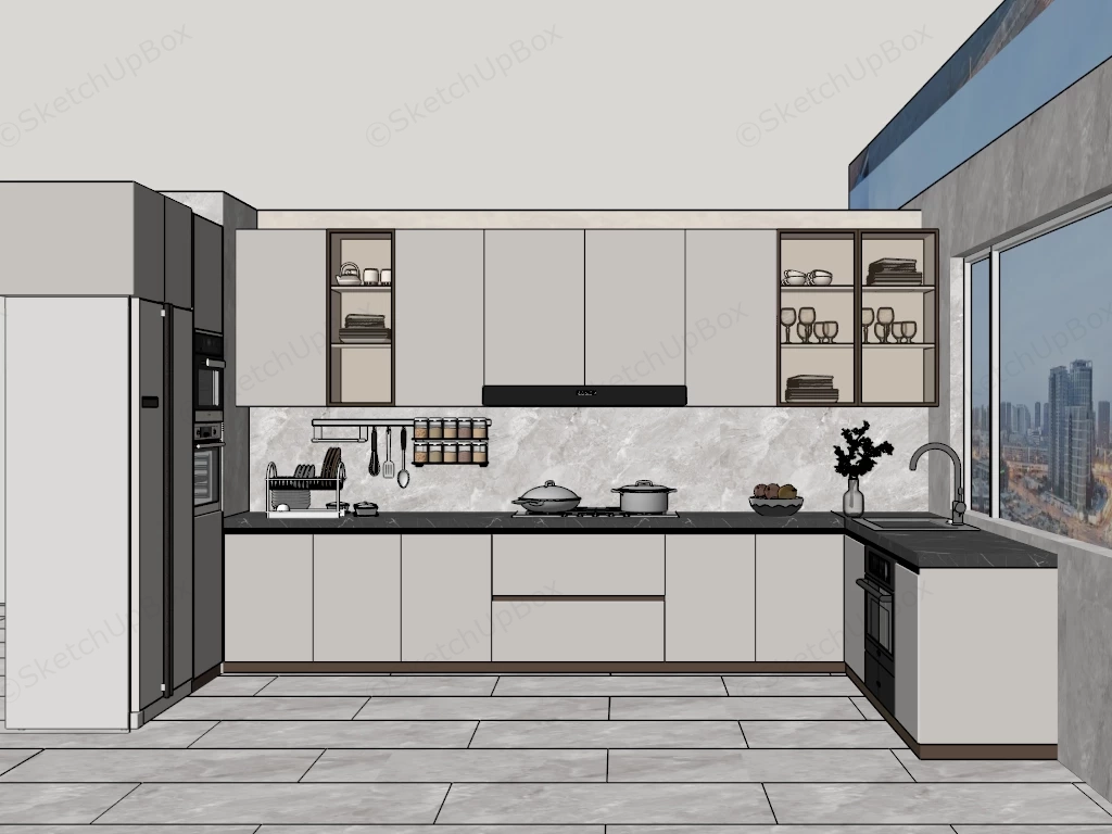 Square Kitchen Design Ideas sketchup model preview - SketchupBox