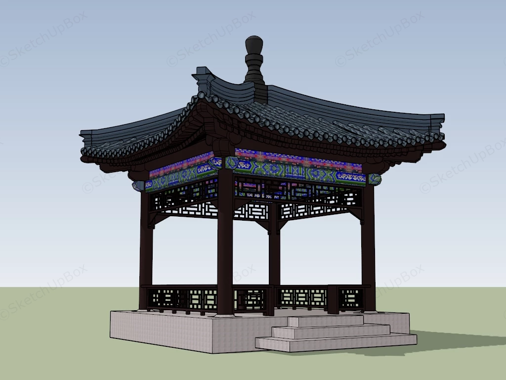 Traditional Chinese Pavilion sketchup model preview - SketchupBox