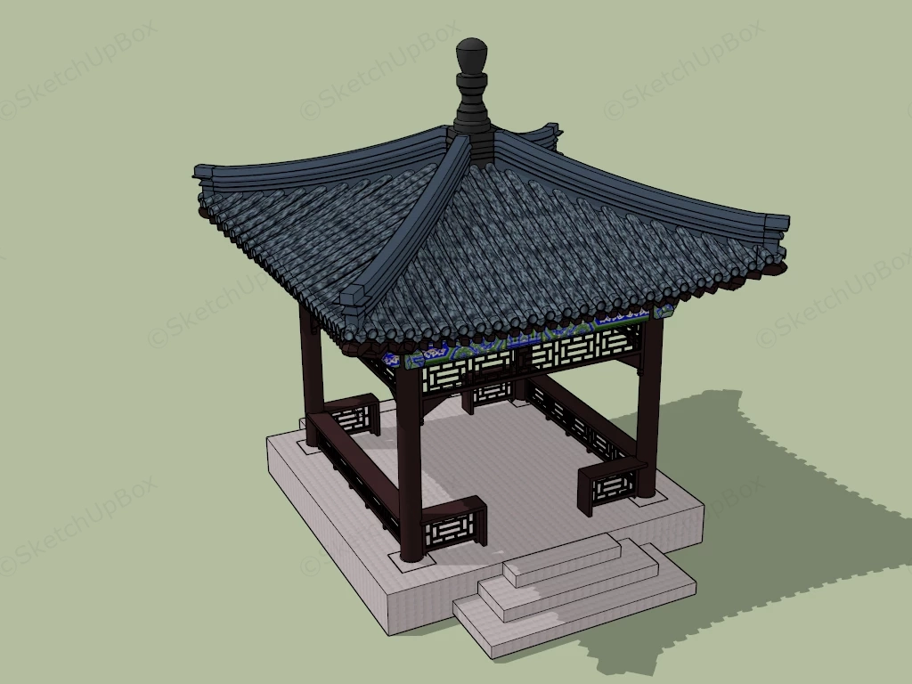 Traditional Chinese Pavilion sketchup model preview - SketchupBox