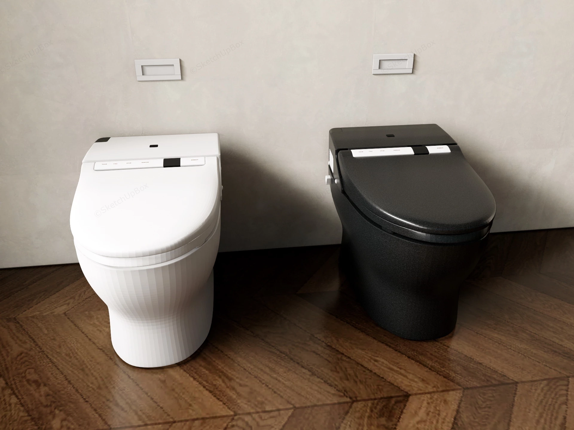 Modern Smart Toilets sketchup model preview - SketchupBox