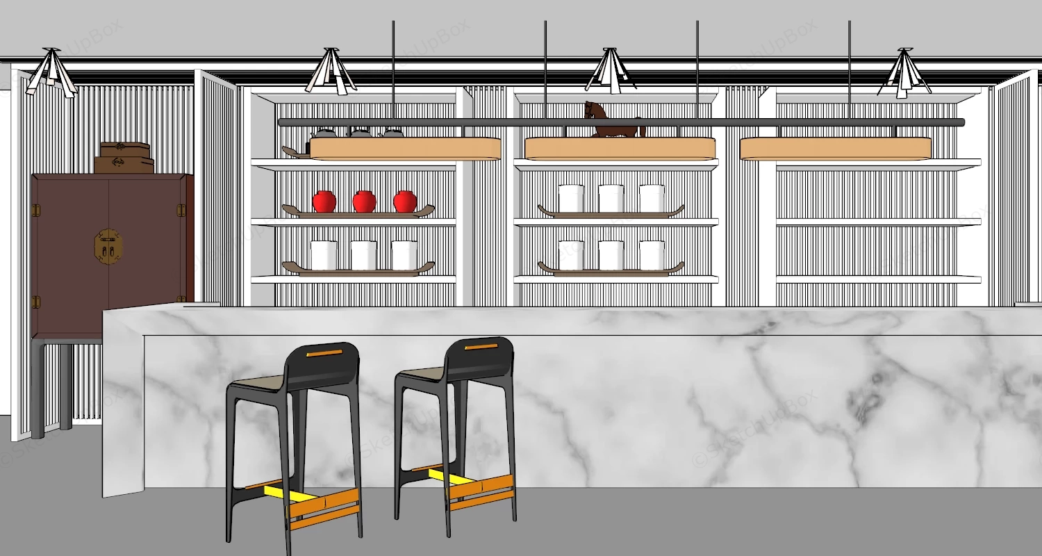 Contemporary Home Bar Design sketchup model preview - SketchupBox