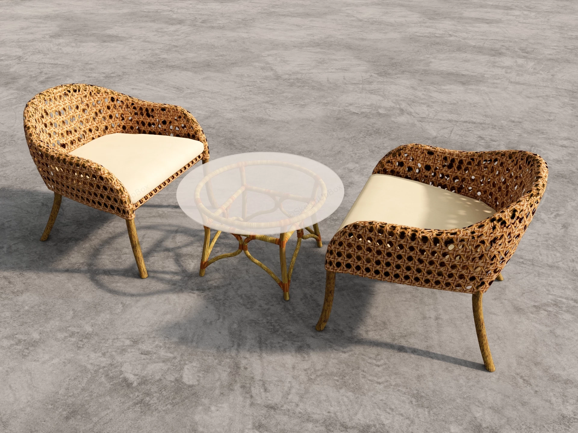 3 Piece Rattan Bistro Set sketchup model preview - SketchupBox