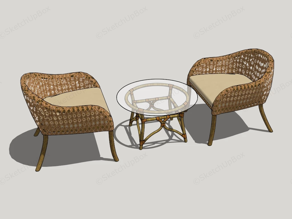 3 Piece Rattan Bistro Set sketchup model preview - SketchupBox